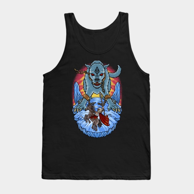 Ragnarok's Clash: Odin and Fenrir in an Epic Battle Tank Top by Holymayo Tee